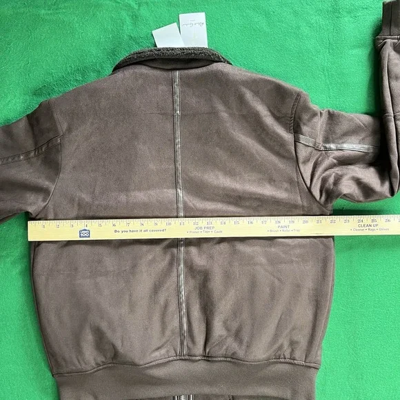 Robert Graham Vegan Faux Suede Dark Brown Full Zip Bomber Jacket RG-51 Men Small - Picture 5 of 11
